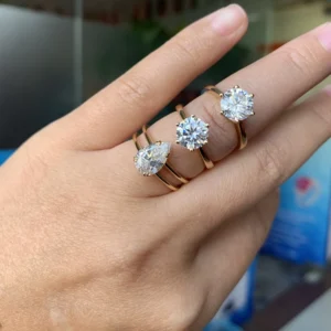 18K Solid Yellow Gold Ring 1 Carat Moissanite Wedding Ring Women