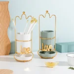 Home Goods Creative Design Cylinder Cutlery Chopstick Storage Holder Kitchen Ceramic Utensils Holder With Drain Basket