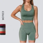 Fitness & Yoga Wear Women Seamless Leggings Shorts and Bra Crop Top 3 Pcs Yoga Set