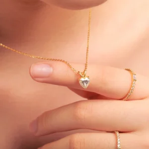 Fine Jewelry 100% 925 Sterling Silver 1ct Heart Cut D Color VVS Moissanite Solitaire Pendant Necklace