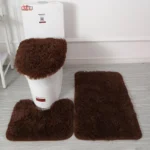 High Quality Soft Modern Non-slip Bottom Different Color Toilet Bath Floor Mat Rug 3 Pieces Bathroom Carpet Set