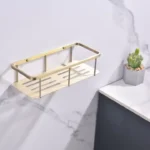 Wall Mounted Gun Grey Bathroom Organizer Kitchen Storage Rack Caddy Basket Stainless Steel Bathroom Shelf