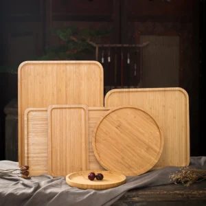 Eco-Friendly Heavy Bamboo Tray for Restaurant Breakfast and Food Serving