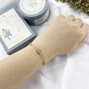 Feminina De Prata Natural Gemstone Rose Quartz Topaz Peridot S925 Link Chain Bracelet HI062