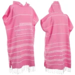Quick Dry Hooded Beach Robe 100% Cotton Turkish Surf Poncho Towel for Adults & Kids Striped Pattern for Swimming