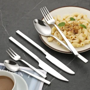 Silver Fork Spoon Knife Set Mirror Polish Comfortable Silverware Stainless Steel Flatware Set Wedding Cutlery Set