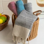 High Quality Handmade Turkish Towel Diamond Pattern Prewashed Peshtemal Fouta Compressed Woven Kitchen Towel Bath Home Best