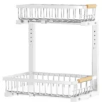 Kitchen Bathroom Metal Sink Storage Shelves Height Adjustable Pull Out Cabinet Organizer 2-tier Under Sink Slide Out Organizer