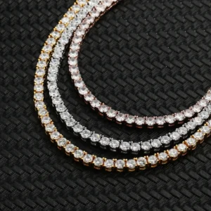 16" 18" 20" Silver Gold Chain 3mm 4mm 5mm Brass CZ Tennis Chain 18k Gold Plated Hiphop Diamond Tennis Chain Jewelry