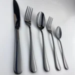Noble Elegant Black Stainless Steel Travel Camping Flatware Set Popular Design for Wedding Family Party & Kids Spoon Fork Set