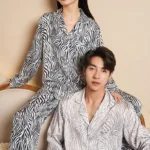 High quality Robe Zebra Print Long Pants Viscose Pajamas Pyjamas Silk Sleepwear Women Nightwear Luxury Pyjamas