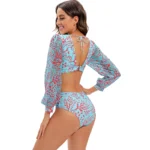 JSN High Quality Print Cut-out One Piece Swimwear Long Sleeve Swimsuit