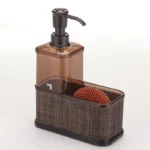 Modern Kitchen Sink Countertop Liquid Soap Dispenser Hand Pump Bottle Caddy with Storage Compartments