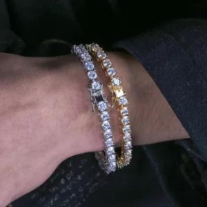 Hip Hop Jewelry 3mm-6mm Mens/women Cubic Zirconia 4mm Diamond CZ Tennis Bracelet Gold Tennis Chains Necklace Iced Out