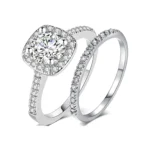 SGARIT Jewelry 14k Black White Rose Yellow Gold 1.5 Carat VVS D Moissanite Diamond Engagement Wedding Ring Set for Women