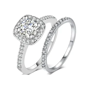 SGARIT Jewelry 14k Black White Rose Yellow Gold 1.5 Carat VVS D Moissanite Diamond Engagement Wedding Ring Set for Women