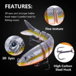 13.4CM 18G Multi Jointed Fishing Lure Hard Plastic 8 Sections Fishing Bait