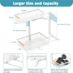 Kitchen Bathroom Metal Sink Storage Shelves Height Adjustable Pull Out Cabinet Organizer 2-tier Under Sink Slide Out Organizer