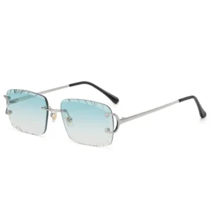 HBK Square Retro Eyewear Rimless Luxury Gradient Sunglasses for Women Men on Lens Outdoor Parties Vacations Travel