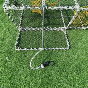 HDPE Aquaculture Trap Cage Square Ocean Crab Pot Fish Bait with Monofilament Coated Metal Frame Fishers Ocean Sports