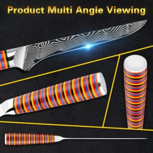 Rainbow G10 Handle Damascus Professional Boning Knife Fillet Knives With Fully Customizable G10 Colors