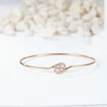 SGARIT 18K Rose Gold Cultivated Diamond Ciliary Stone Valentine Gift  Ring Bangle Jewelry Set