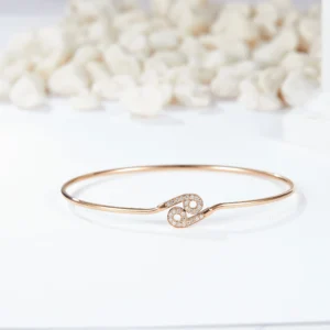 SGARIT 18K Rose Gold Cultivated Diamond Ciliary Stone Valentine Gift  Ring Bangle Jewelry Set