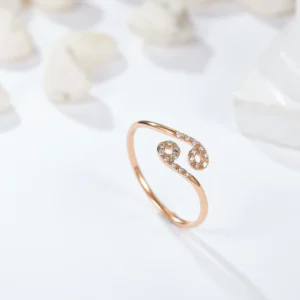 SGARIT 18K Rose Gold Cultivated Diamond Ciliary Stone Valentine Gift  Ring Bangle Jewelry Set