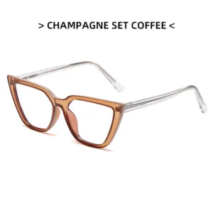 Vintage Cat Eye Ladies Spectacle Frame Lentes Flat Lens Eyeglass Luxury TR Two Tone Women Blue Light Filter Glasses