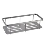 Wall Mounted Gun Grey Bathroom Organizer Kitchen Storage Rack Caddy Basket Stainless Steel Bathroom Shelf