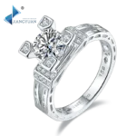 1ct Moissanite Ring – 925 Sterling Silver White Platinum Plated Women’s Wedding Band, Boho Chic Adjustable Fine Jewelry Gift