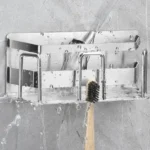 New Adhesive Stainless Steel 304 Wall Mounted Toothpaste Holder Toothbrush Holder Rack for Bathroom