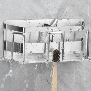 New Adhesive Stainless Steel 304 Wall Mounted Toothpaste Holder Toothbrush Holder Rack for Bathroom