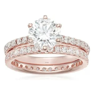 SGARIT Custom Jewelry 14K White Rose Gold VVS1 GRA 1.5ct 7.5mm Moissanite Diamond Wedding Ring Set Jewellery for Couple