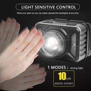 XPG COB Head Lamp Unique Multi-Function Sensor White Yellow LED Light Headlight IP65 Flashlight