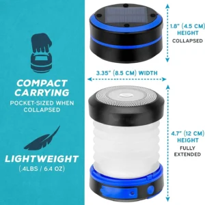Collapsible LED USB Rechargeable Solar Lantern for Outdoor Activities like Climbing for Camping