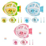 Cute Fish Style Designed for Kids Dinnerware Set Biodegradable Bamboo Fiber Dinnerware Plate Set