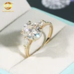 Elegant 14k Yellow Gold GRA Wedding Bridal Jewelry Gorgeous 4Claws Setting 3ct Oval VVS Moissanite Diamond Engagement Ring Women