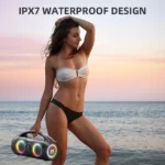 Karaoke Wireless Speaker with Mic 120W Built-in Breathing Light  IPX7 Waterproof Loud Stereo Portable Deep Bass for Outdoor