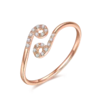 SGARIT 18K Rose Gold Cultivated Diamond Ciliary Stone Valentine Gift  Ring Bangle Jewelry Set