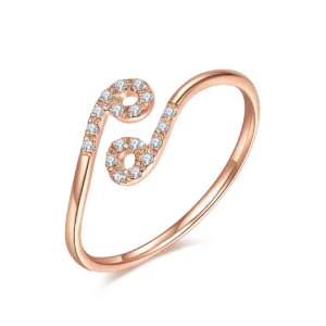 SGARIT 18K Rose Gold Cultivated Diamond Ciliary Stone Valentine Gift  Ring Bangle Jewelry Set