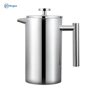French Press Coffee Maker with Stainless Steel Filter System Handcrafted Coffee for Home Kitchen Use Metal Press with Lid
