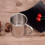 6.7oz/200ml Double Walled Coffee Mugs Stainless Steel Tea Cups Kids Camping Mugs With Handle