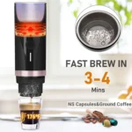 Portable Coffee Machine Camping Coffee Maker Portable Espresso Machine Aluminum OEM 90 Nano 5V Max.80 Ml