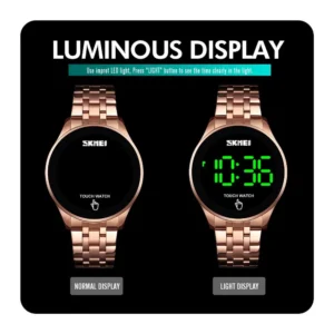 Unisex Digital Watch Water-Resistant Steel Strap with Oversized Bold Characters