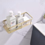 Wall Mounted Gun Grey Bathroom Organizer Kitchen Storage Rack Caddy Basket Stainless Steel Bathroom Shelf