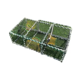 HDPE Aquaculture Trap Cage Square Ocean Crab Pot Fish Bait with Monofilament Coated Metal Frame Fishers Ocean Sports