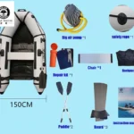 Solar Marine 3 Person 230cm 2.3m 7.5ft Slat Wood Floor PVC Inflatable Speed Assault Boat With 3 Luxury Life Vest Oar Accessories