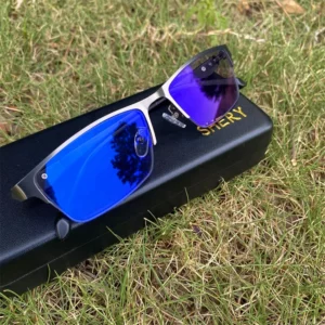 Anti Blue Light Opptical Metal TR90 Half Rim Small Rectangle Kacamata Photocromic Male Man Photogray Anti Reflection Glasses