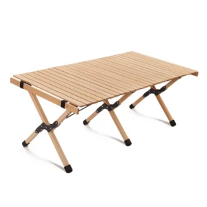 Multi-functional Egg Roll up Table Long Wood Color Convenient Aluminum Alloy Table Casual Dining Portable Table